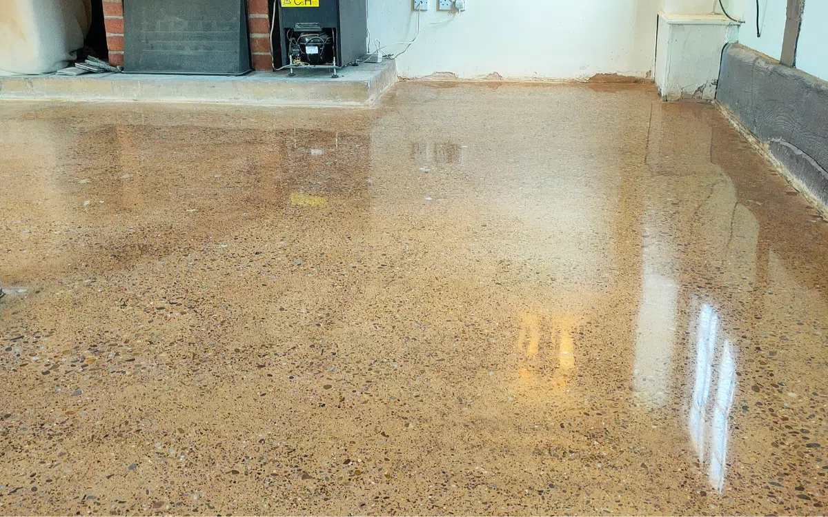 Concrete floor after grinding and polishing