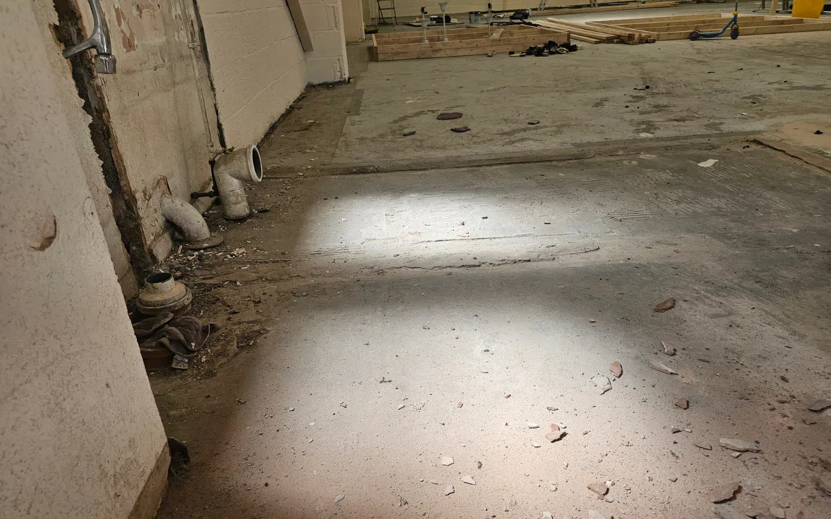 Concrete floor before professional surface preparation