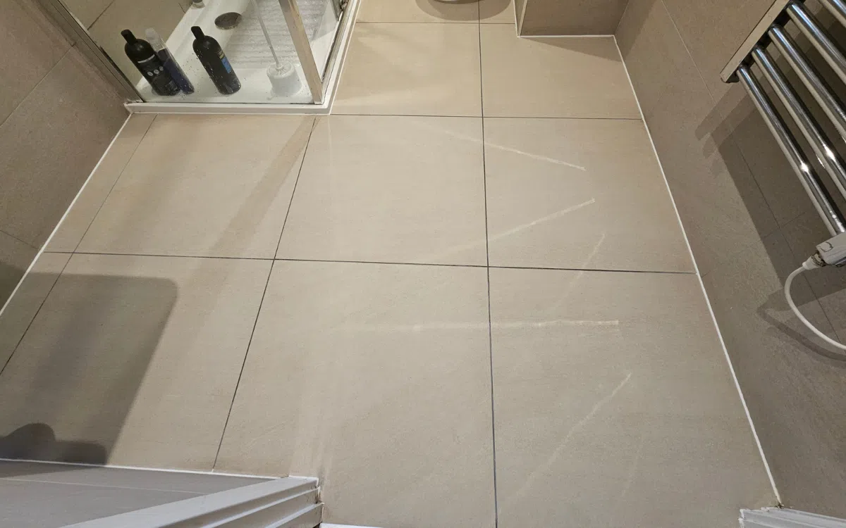Matte tile floor after professional restoration