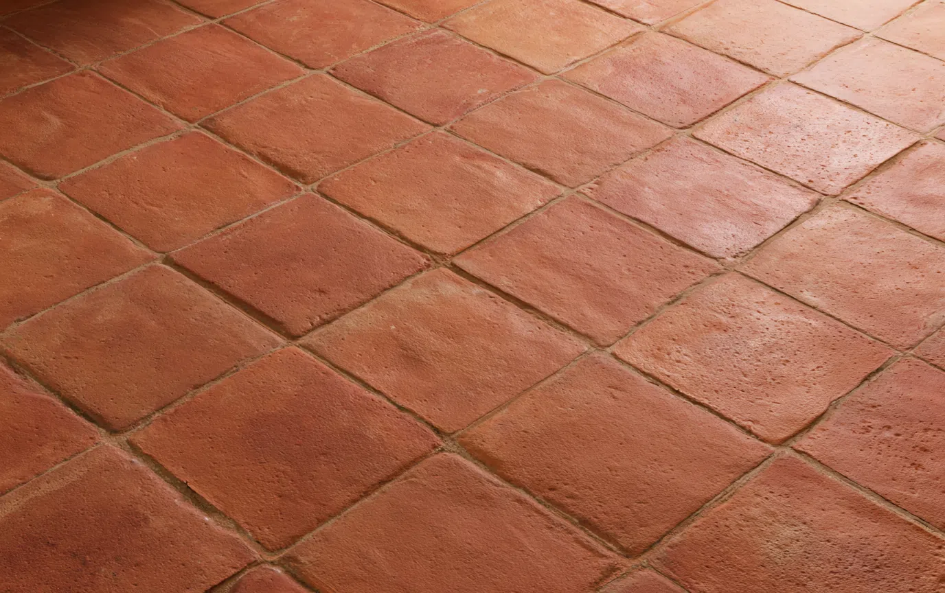 Porous unglazed tile floor assessed before cleaning