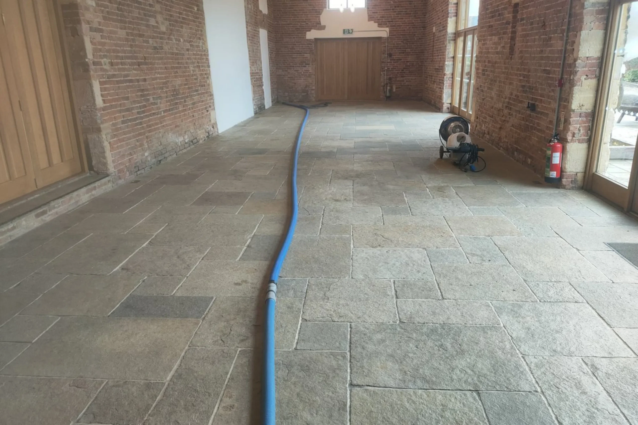 Natural stone floor before specialist cleaning and sealing