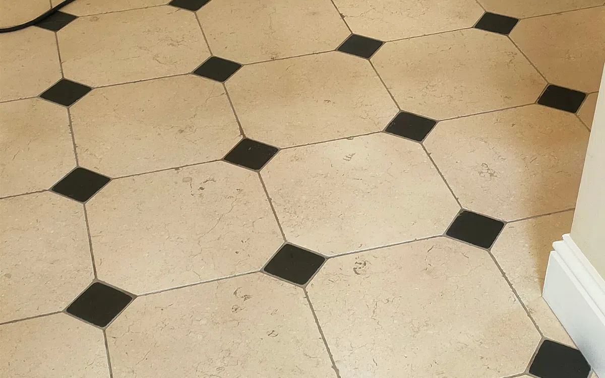 Natural stone floor before professional honing and polishing