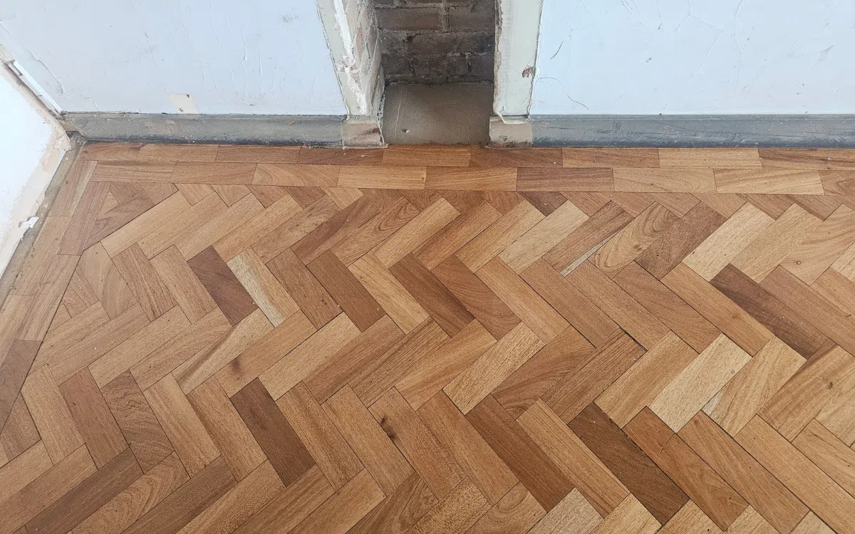 Wooden floor after professional sanding and refinishing